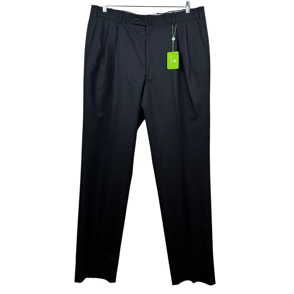 NEW Betenly Scottsdale Trouser Pant Wool Pleated Black Men's 40 Office Classic